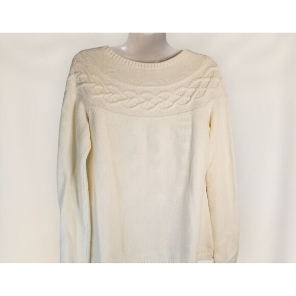 Talbots Nordic Knit Sweater Size Medium Ivory Classic Pullover Crew Long Sleeve - Picture 5 of 5